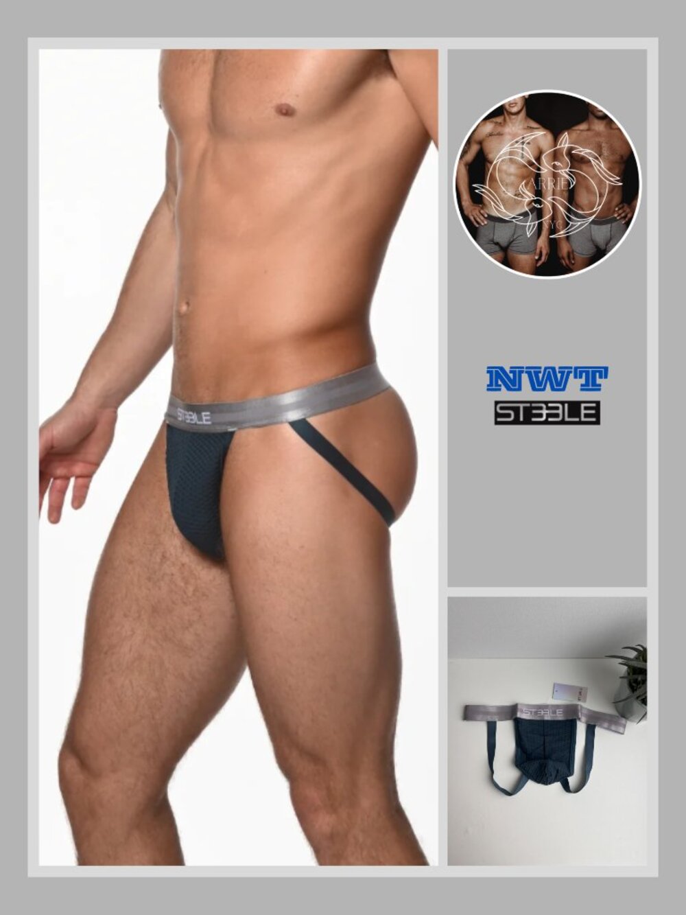 ST33LE - Petrol Nylon Elastane Diamond Mesh Jockstrap (L)